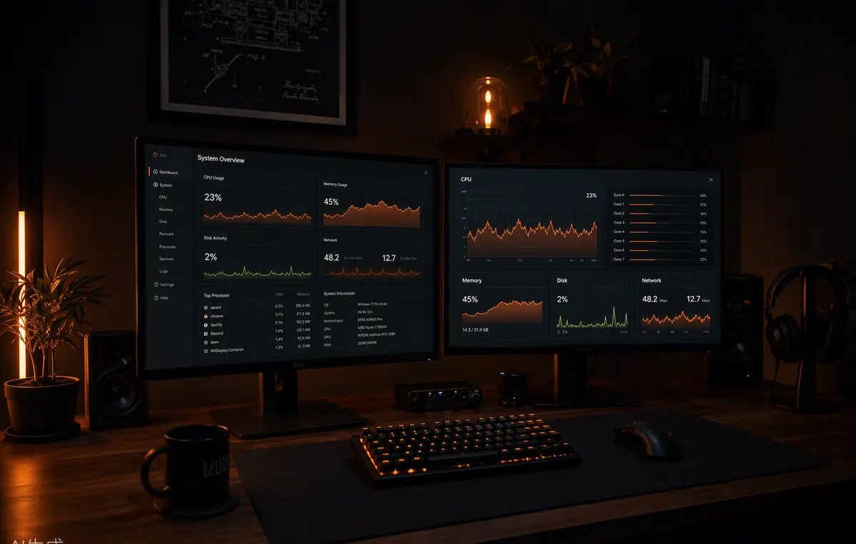 Homeoffice-Arbeitsplatz mit zwei Monitoren